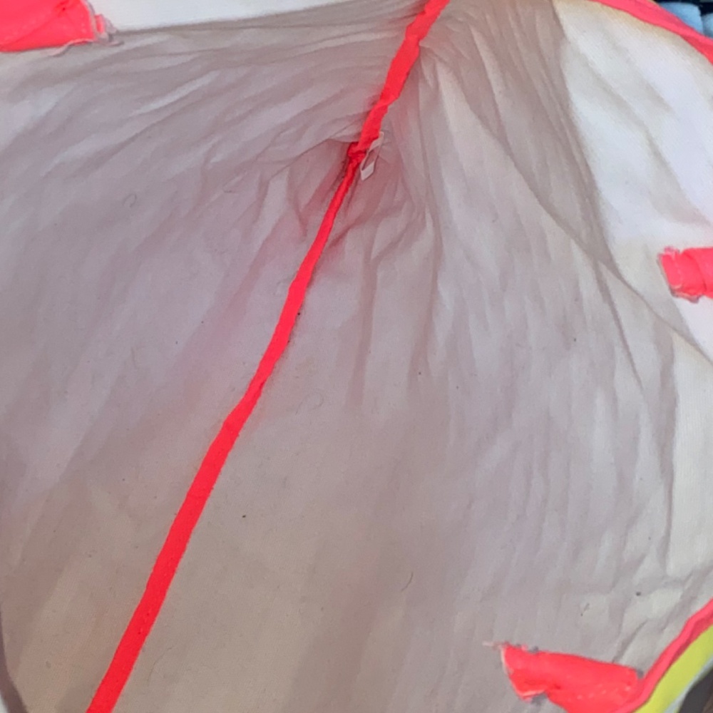 Victoria’s Secret Neon Pink & Yellow Stripe Tote Beach Bag - Picture 4 of 4